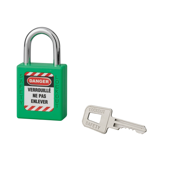 Cadenas de consignation LOTO Lockout Tagout 40 mm anse acier Ø 6 x 25 mm vert-Lire la description