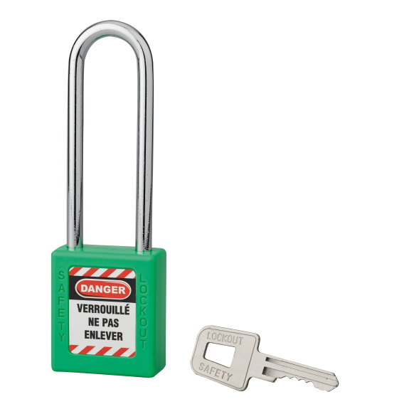 Cadenas de consignation LOTO Lockout Tagout 40 mm anse acier Ø 6 x 76 mm vert-Lire la description