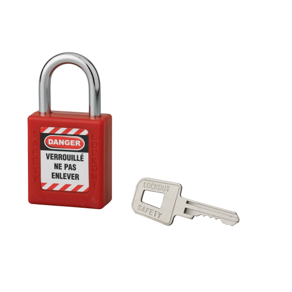 Cadenas de consignation LOTO Lockout Tagout 40 mm anse acier Ø 6 x 25 mm rouge Cadenas de consignation LOTO Lockout Tagout 40 mm anse acier Ø 6 x 25 mm rouge-Lire la description