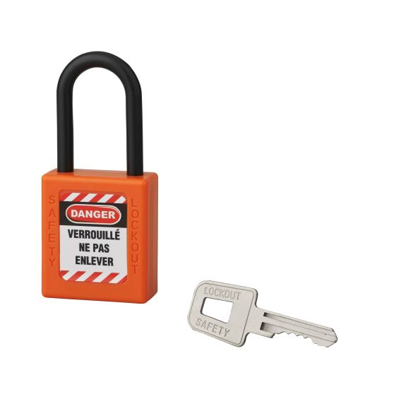 Cadenas de consignation LOTO Lockout Tagout 40 mm anse nylon Ø 6 x 38 mm orange-Lire la description