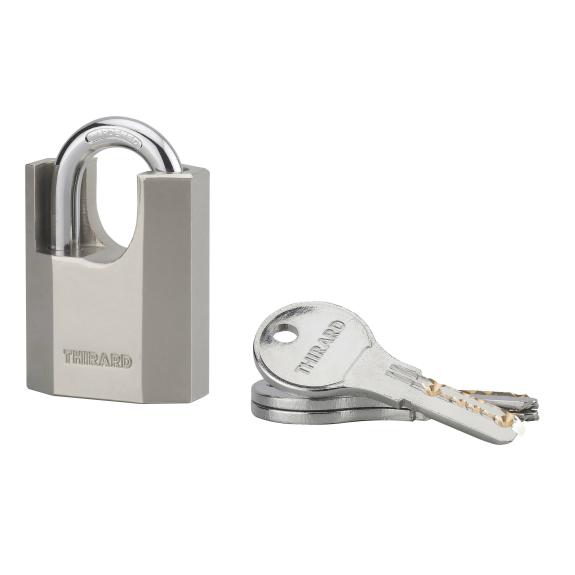 Cadenas à clé OCTO-P 40mm anse protégée acier 3 clés-Lire la description