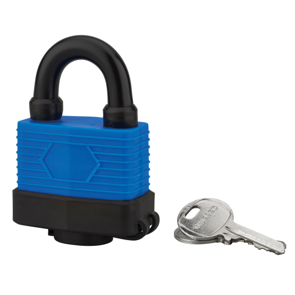 Cadenas à clé SLICE à lamelles 50 mm gainé pvc couleurs assorties-Lire la description