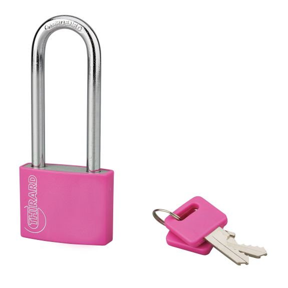 Cadenas à clé TYPE 1 aluminium color 40 mm anse 1/2 haute rose-Lire la description