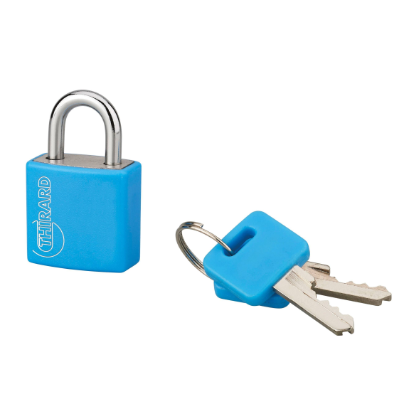 Cadenas à clé TYPE 1 aluminium color 20 mm bleu-Lire la description