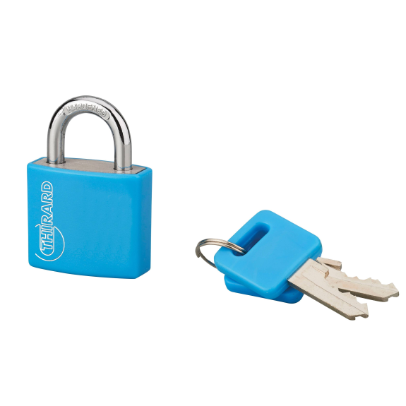 Cadenas à clé TYPE 1 aluminium color 30 mm bleu-Lire la description
