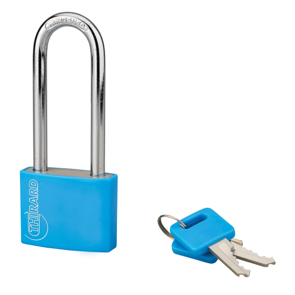 Cadenas à clé TYPE 1 aluminium color 40 mm anse 1/2 haute bleu-Lire la description
