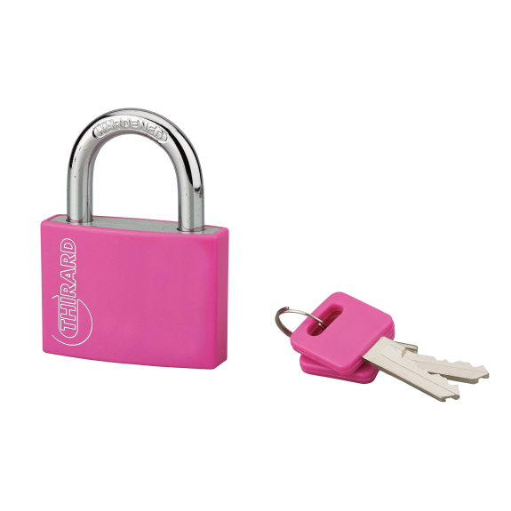 Cadenas à clé TYPE 1 aluminium color 50 mm rose-Lire la description