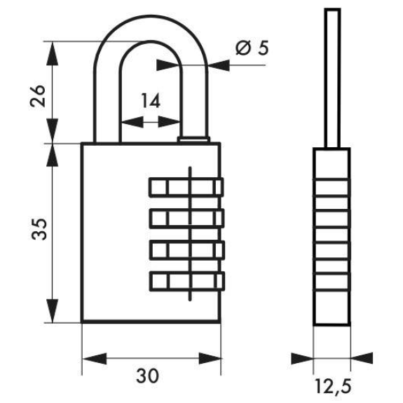 Cadenas à clé TYPE 1 aluminium code 30 mm rouge-Lire la description