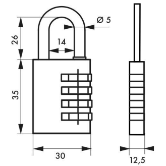 Cadenas à clé TYPE 1 aluminium code 30 mm rouge-Lire la description