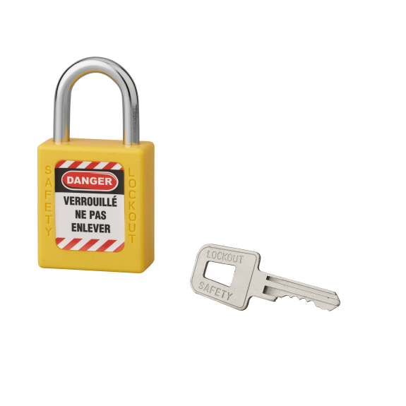 Cadenas de consignation LOTO Lockout Tagout 40 mm anse acier Ø 6 x 25 mm jaune Cadenas de consignation LOTO Lockout Tagout 40 mm anse acier Ø 6 x 25 mm jaune-Lire la description