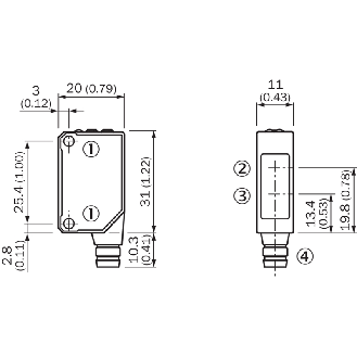 Cellule Bar. reflex PNP P=12m Pot. Laser LO/DO / M12 4P+C0.3m-Lire la description