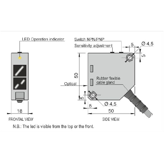 Cellule Bar. reflex PNP/NPN P=8m Pot. IR LO/DO 10-30Vdc / Câble 2m-Lire la description