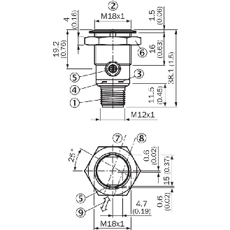 Cellule EAP M18 PNP P=300mm Pot. PinPoint LO/DO Métal Axial / M12 4P-Lire la description