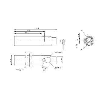 Cellule EAP M18 PNP P=300mm LR LO/DO Laiton Axial / M12 4P-Lire la description