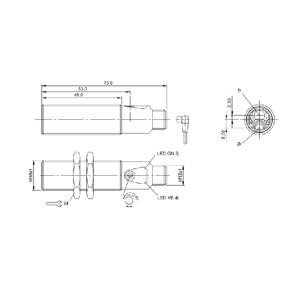 Cellule EAP M18 PNP P=300mm LR LO/DO Laiton Axial / M12 4P-Lire la description