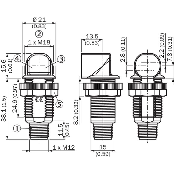 Cellule Bar. reflex transp. M18 PNP P=7.2m DO Plast. Radial / M12 3P-Lire la description