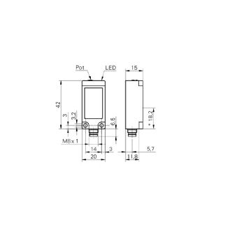 Cellule Directe NPN P=500mm LO/DO Plast. 20*42*15 / M08 4P-Lire la description