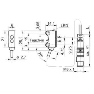 Cellule EAP PushPull P=15mm Teach IO-Link LR LO/DO / M08 4P+C0.2m-Lire la description
