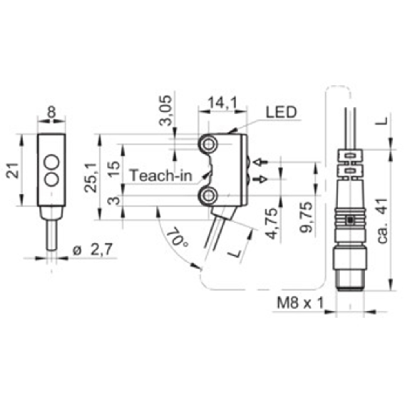 Cellule EAP PushPull P=15mm Teach IO-Link LR LO/DO / M08 4P+C0.2m-Lire la description