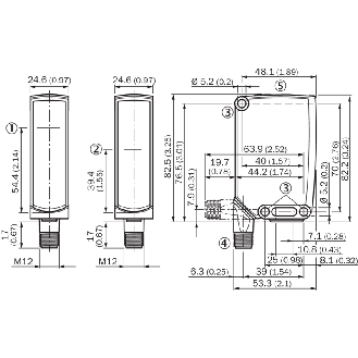 Cellule Barrage (E+R) PNP/NPN P=60m PinPoint LO/DO / M12 4P-Lire la description