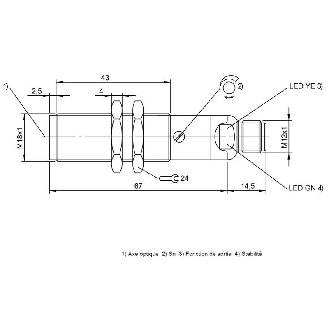 Cellule Bar. reflex M18 PNP P=16m Laser LO/DO Laiton Axial / M12 4P-Lire la description