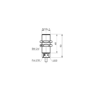 Cellule Directe M18 NPN P=430mm Pot. IR LO Métal Axial / Câble 2m-Lire la description