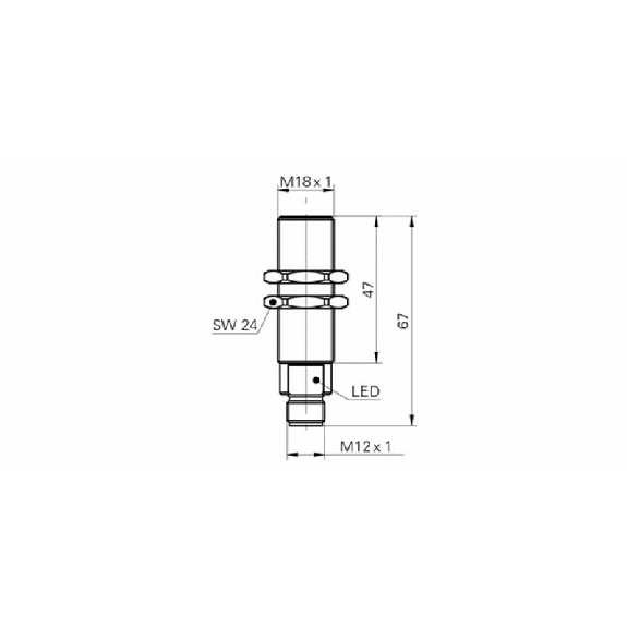Cellule Bar. reflex M18 PNP P=2,5m LR DO Métal Axial / M12 4P-Lire la description