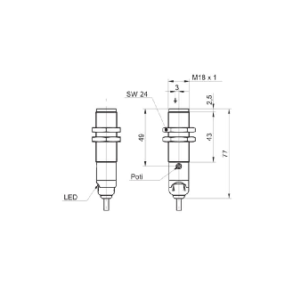 Cellule Barrage (R) M18 NPN P=55m Pot. Laser LO/DO Métal Axial / C2m-Lire la description