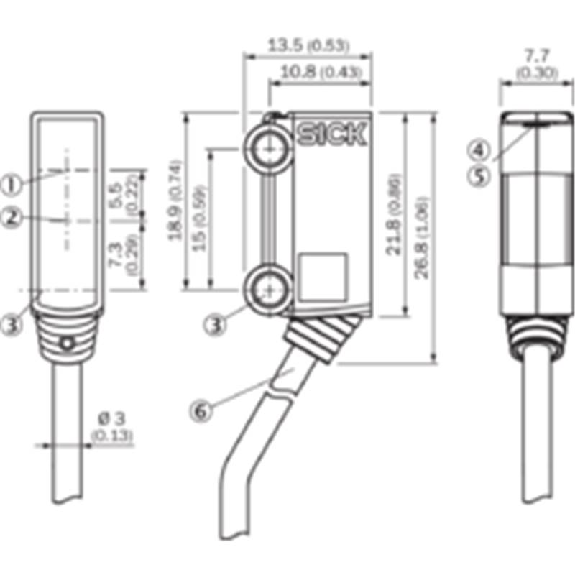 Cellule EAP PNP P=30mm PinPoint LO 10-30Vdc / Câble 3.5m-Lire la description
