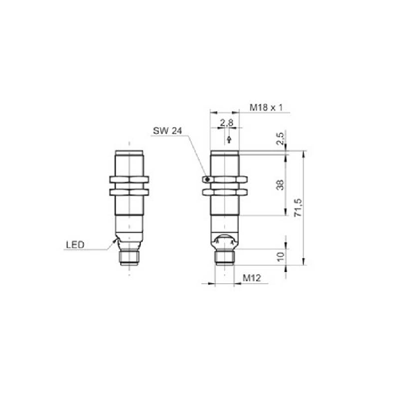 Cellule Barrage (E) M18 P=55m Pot. Laser Métal Axial / M12 4P-Lire la description