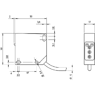 Cellule EAP NPN/PNP P=500mm IR NO+NF 50x50mm / Câble 2m-Lire la description