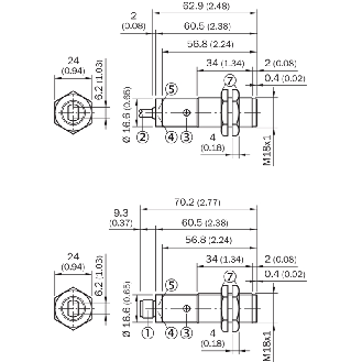 Cellule Bar. reflex M18 NPN P=7m Pot. IR LO/DO Métal Axial / M12 4P-Lire la description