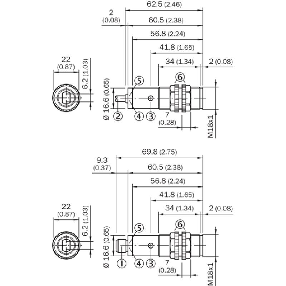 Cellule AAP M18 PNP P=140mm Pot. LR LO Plast. Axial / M12 3P-Lire la description