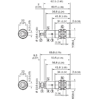 Cellule AAP M18 PNP P=140mm Pot. LR LO Plast. Axial / M12 3P-Lire la description