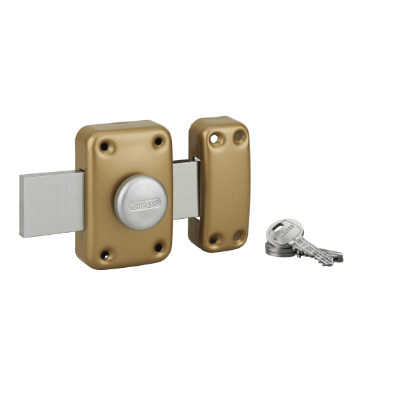 Verrou pour porte de cave et garage Capital à bouton et cylindre 30 mm pêne 160mm-Lire la description