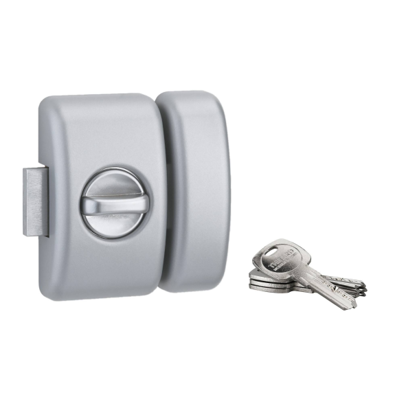 Verrou pour porte d'entrée Universel 6 goup. 45 mm argent 4 clés réversible-Lire la description