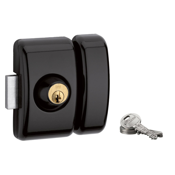 Verrou pour porte d'entrée vitrée Universel 5 goup. 45 mm noir 3 clés-Beschreibung lesen