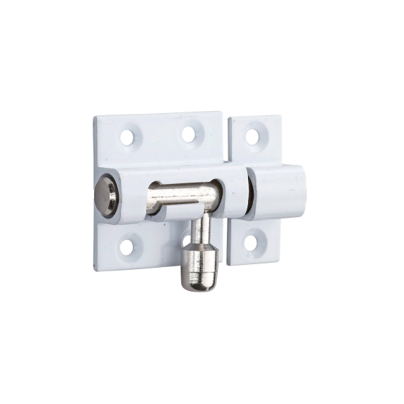 Verrou pour porte de meuble targette laiton laqué blanc 30 mm-Lire la description