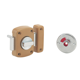 Verrou pour porte de salle de bain et WC Alouette 50 mm epoxy bronze pour wc-Lire la description