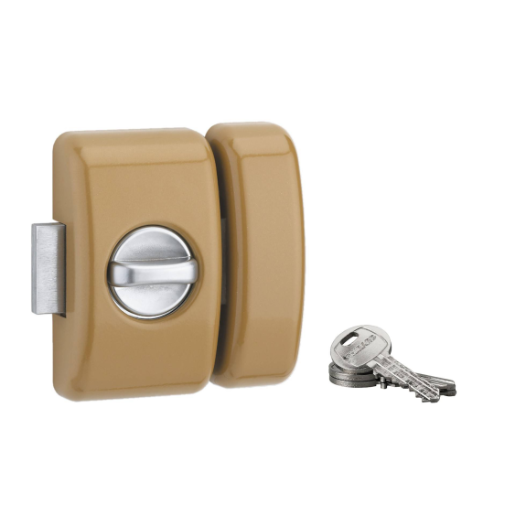 Verrou pour porte d'entrée Universel 5 goup. 45 mm bronze 3 clés-Lire la description