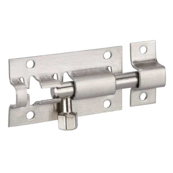 Verrou pour porte de meuble targette inox pêne rond 50 mm-Lire la description