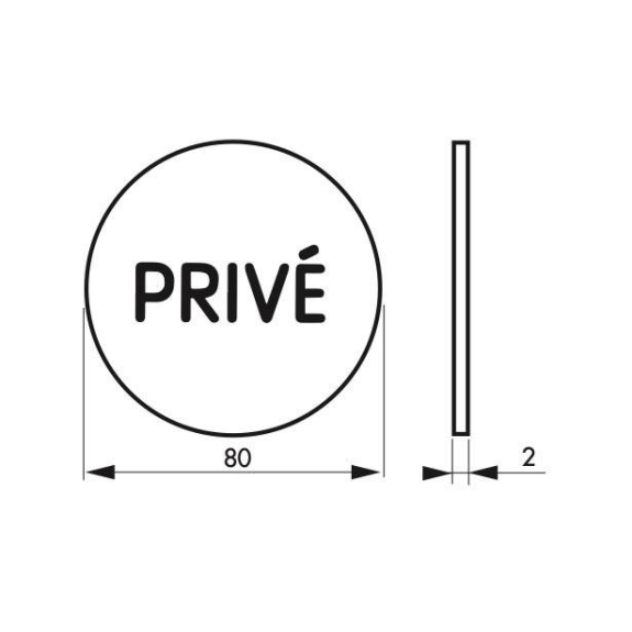 Plaque signalétique Disque signalétique Ø 80mm privé avec adhésif-Lire la description