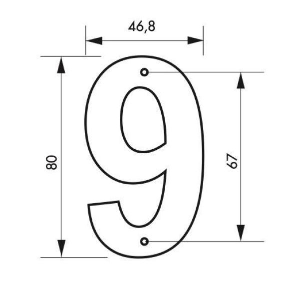 Plaque signalétique Chiffre 9 hauteur 80mm noir à visser-Lire la description
