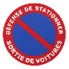 Plaque signalétique Ø 180mm sortie de voiture" avec adhésif"