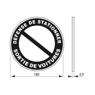 Plaque signalétique Ø 180mm sortie de voiture" avec adhésif"-Lire la description