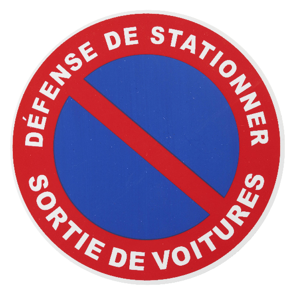 Plaque signalétique Ø 180mm sortie de voiture" avec adhésif"-Lire la description