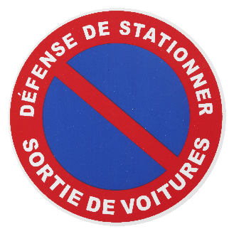 Plaque signalétique Ø 180mm sortie de voiture" avec adhésif"-Lire la description