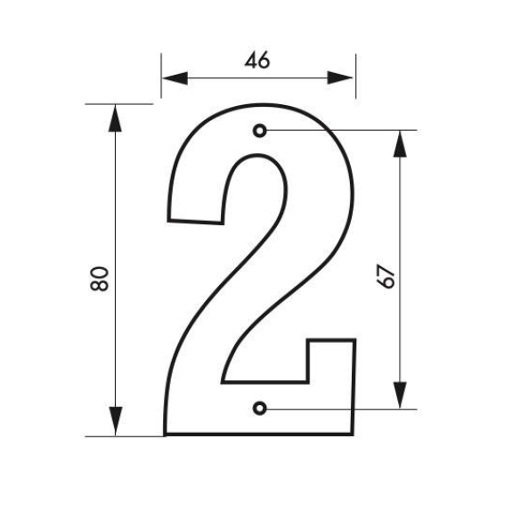 Plaque signalétique Chiffre 2 hauteur 80mm noir à visser-Lire la description