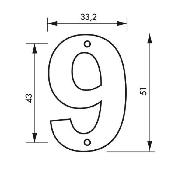 Plaque signalétique Chiffre 9 hauteur 51mm à visser-Lire la description