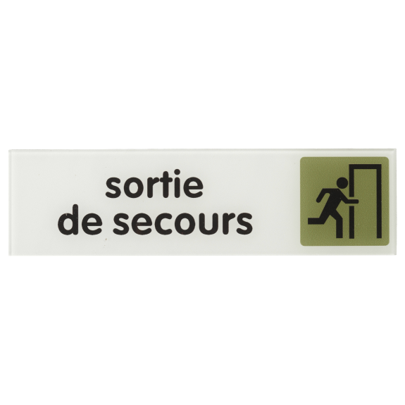 Plaque signalétique 170x45mm sortie de secours" avec adhésif"-Lire la description